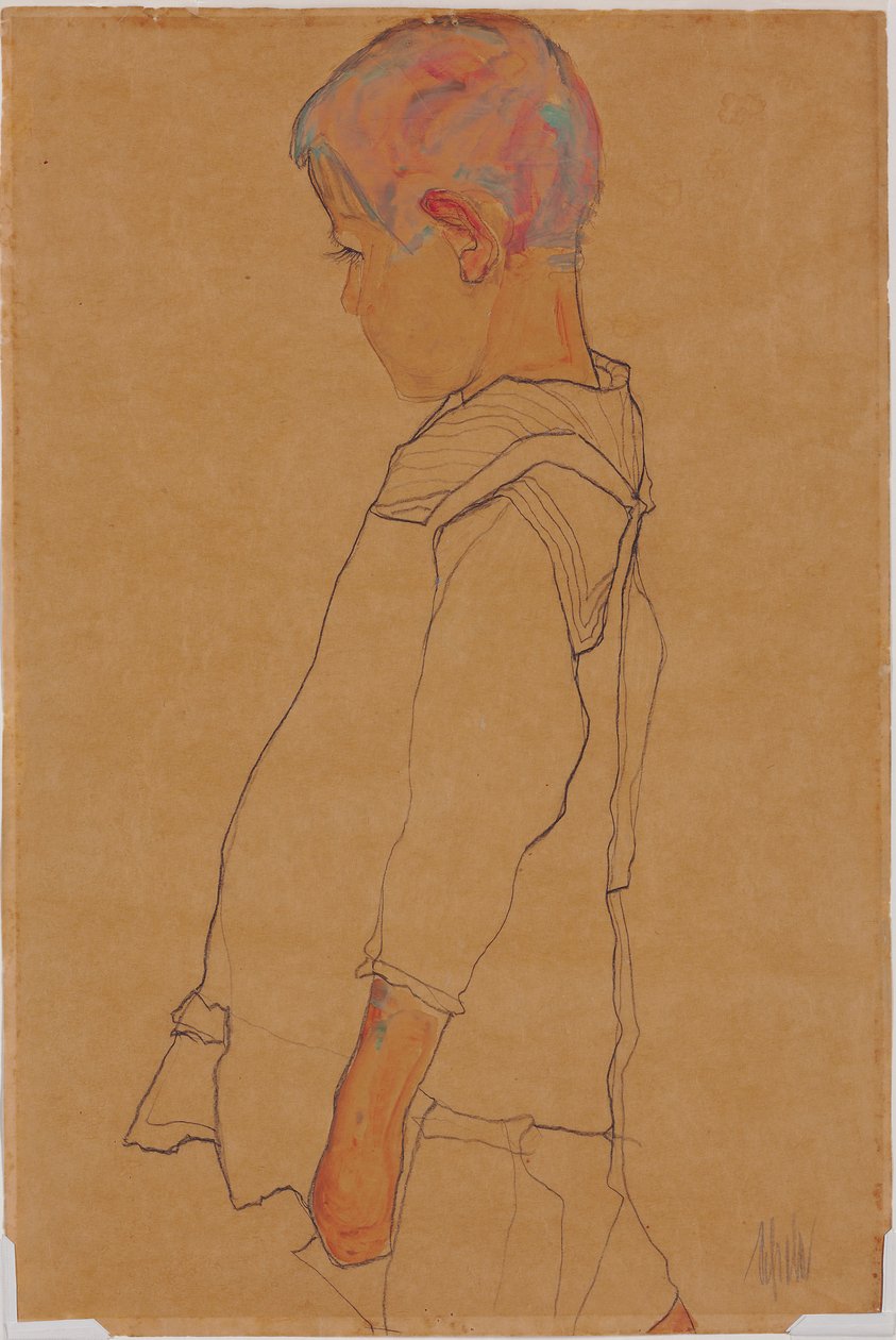 Dítě z profilu směrem doleva od Egon Schiele