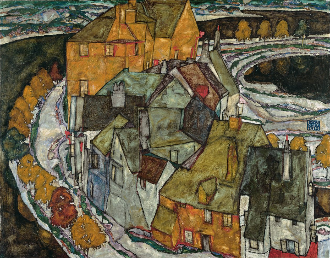 Häuserbogen II („Inselstadt“) od Egon Schiele