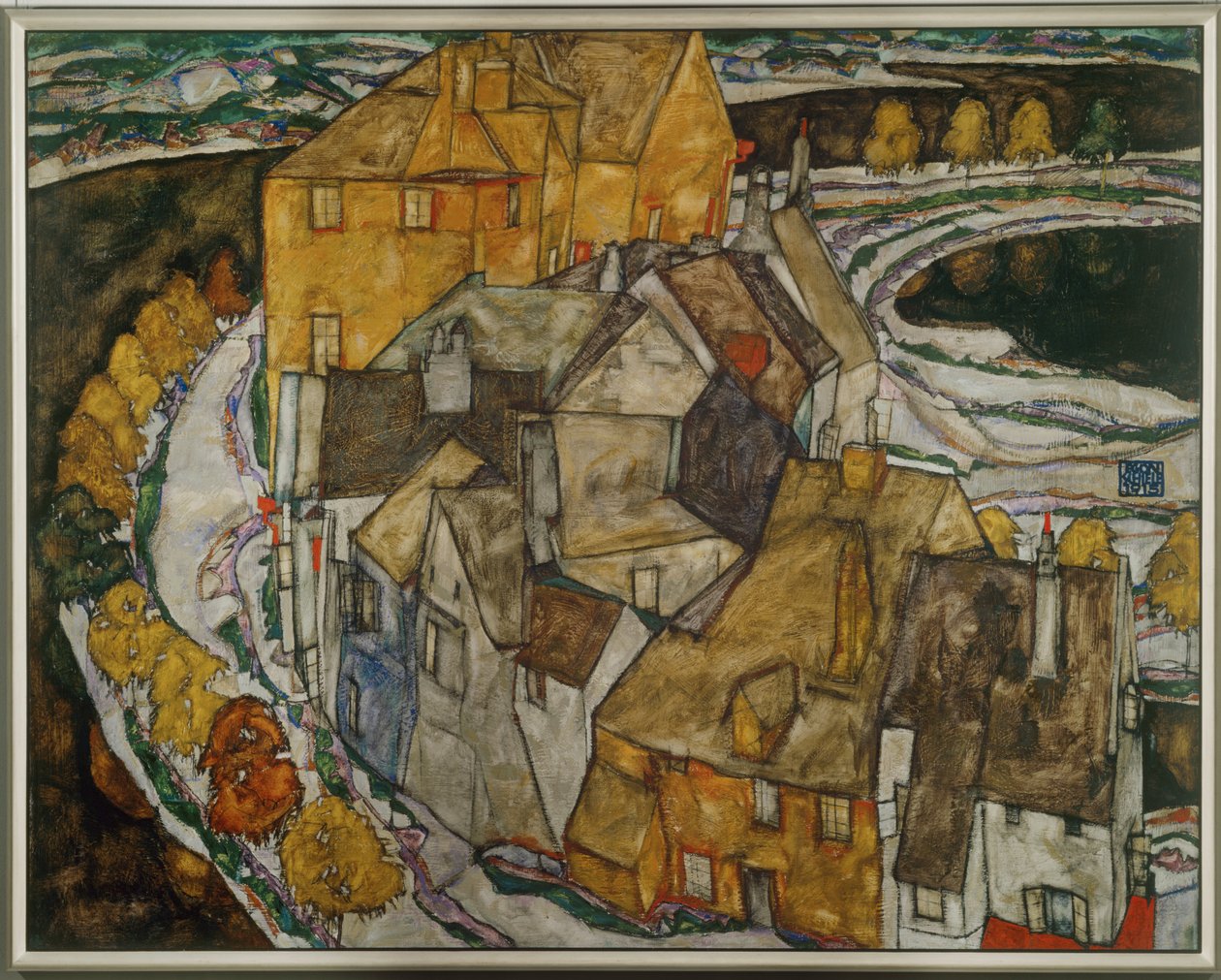 Oblouk domů II ... (olej na plátně) od Egon Schiele