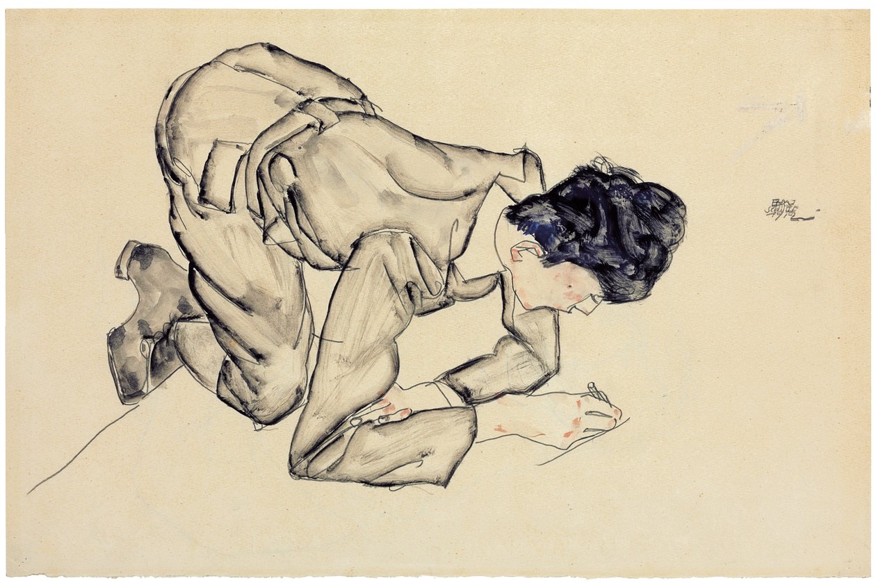 Erich Lederer kresba na podlaze, 1912 od Egon Schiele