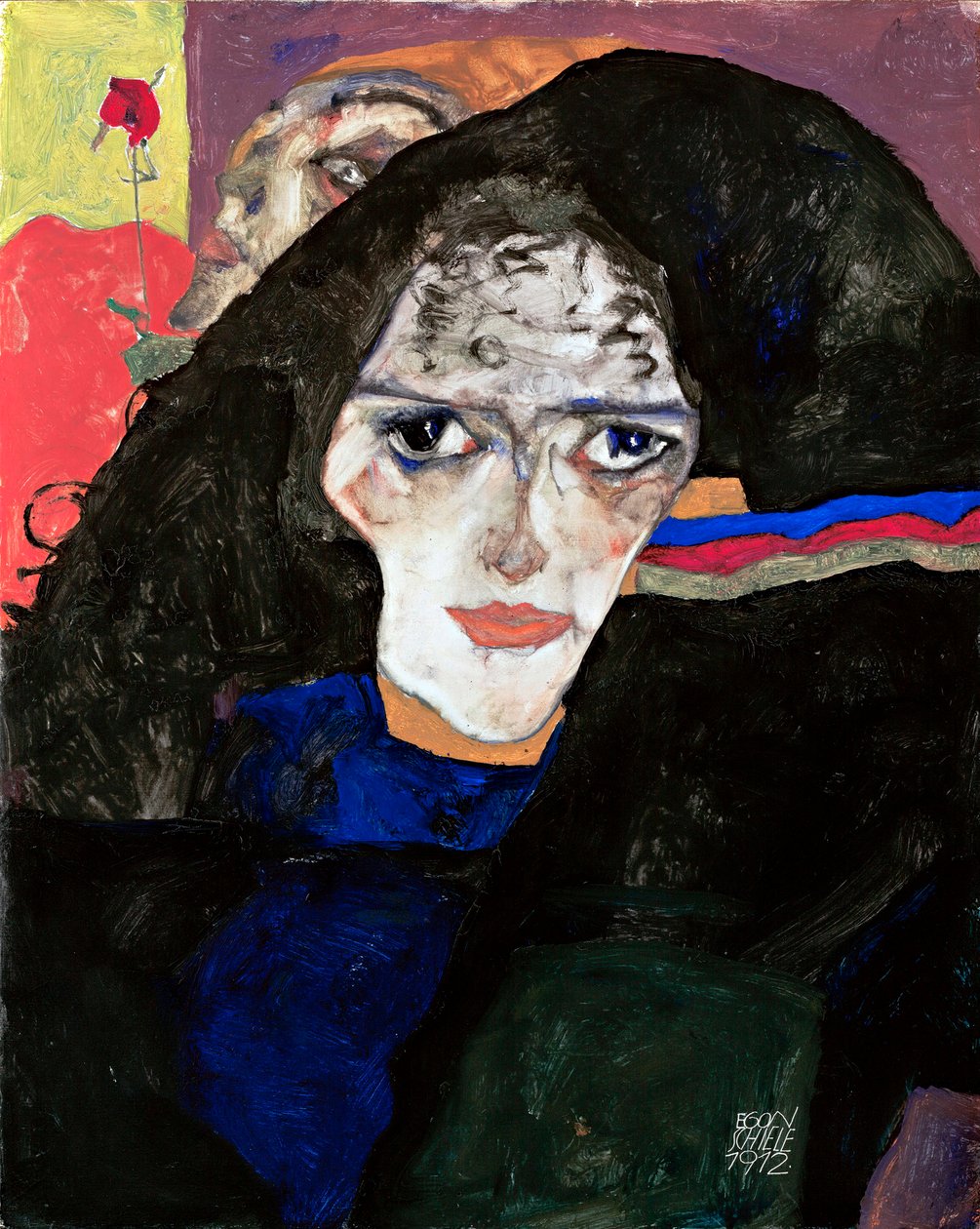 Truchlící žena - Obraz Egona Schieleho (1890-1918), olej na dřevě (42,5x34 cm) od Egon Schiele