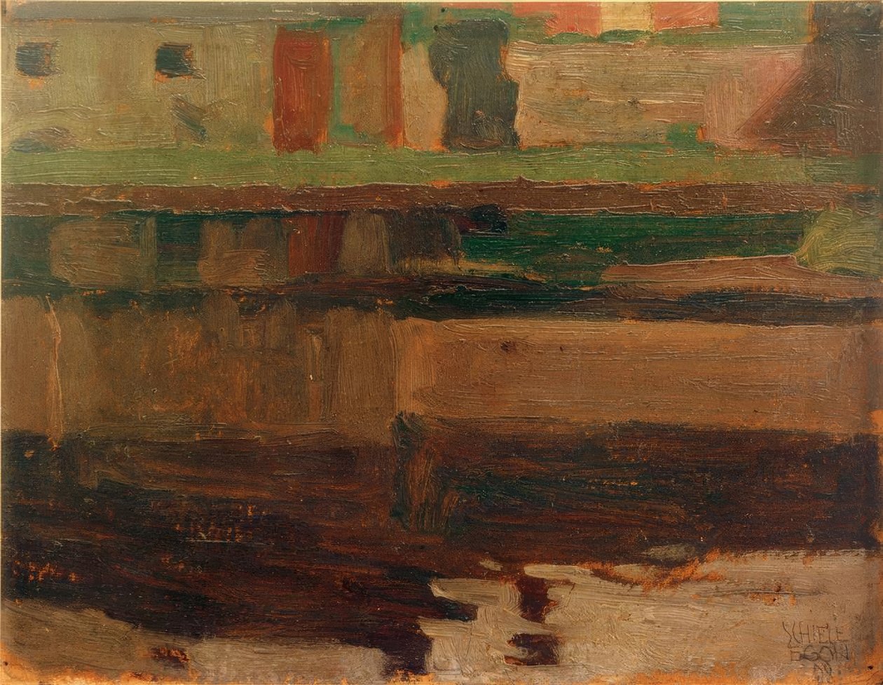 Domy na řece I. od Egon Schiele