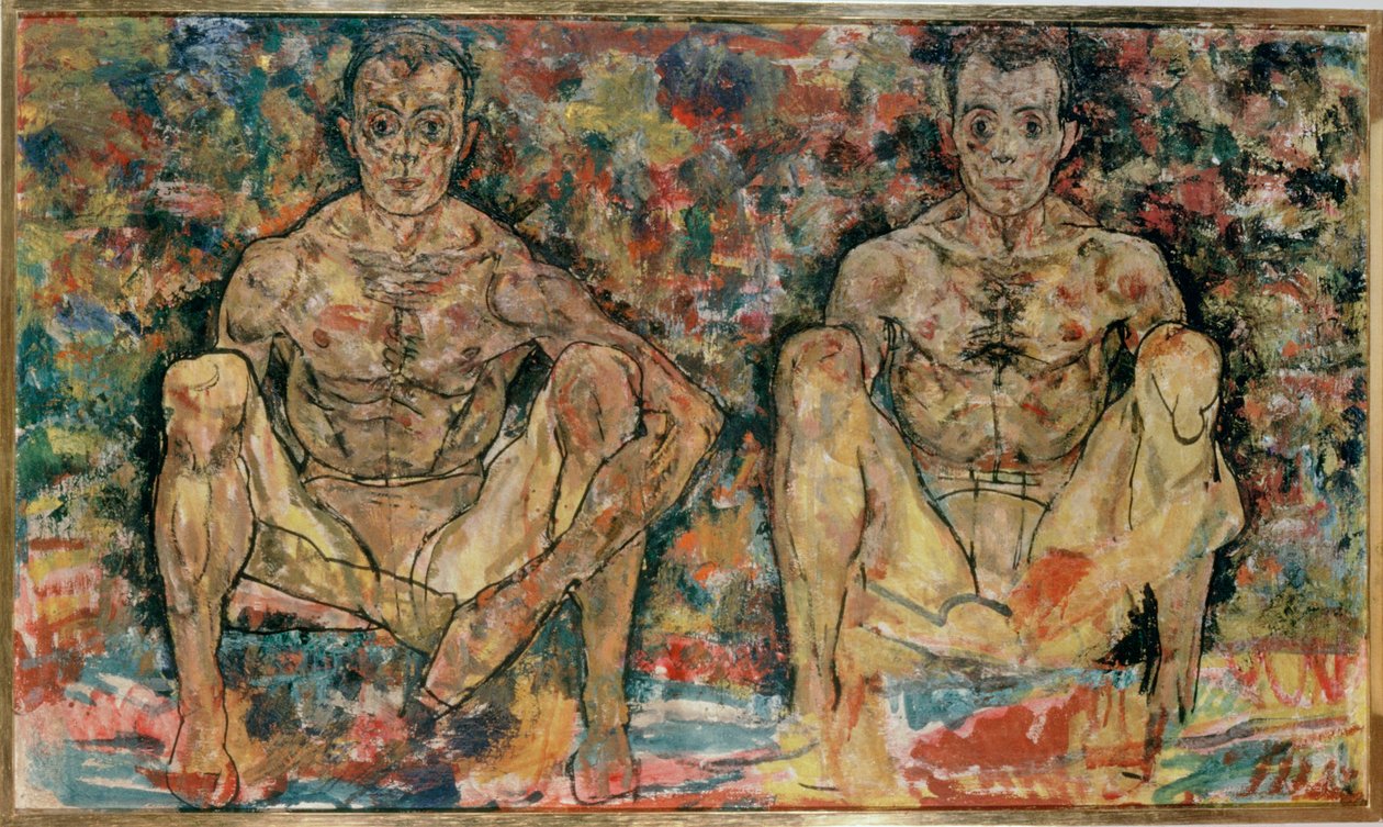 Dřepící mužský pár ... od Egon Schiele