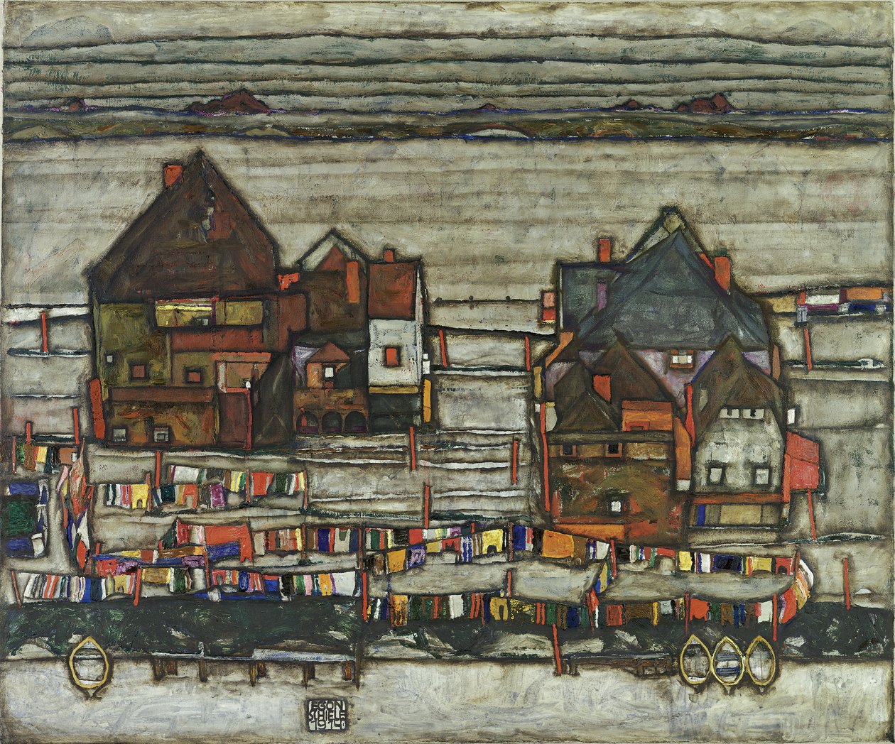 Domy s mycími linkami, 1914 od Egon Schiele