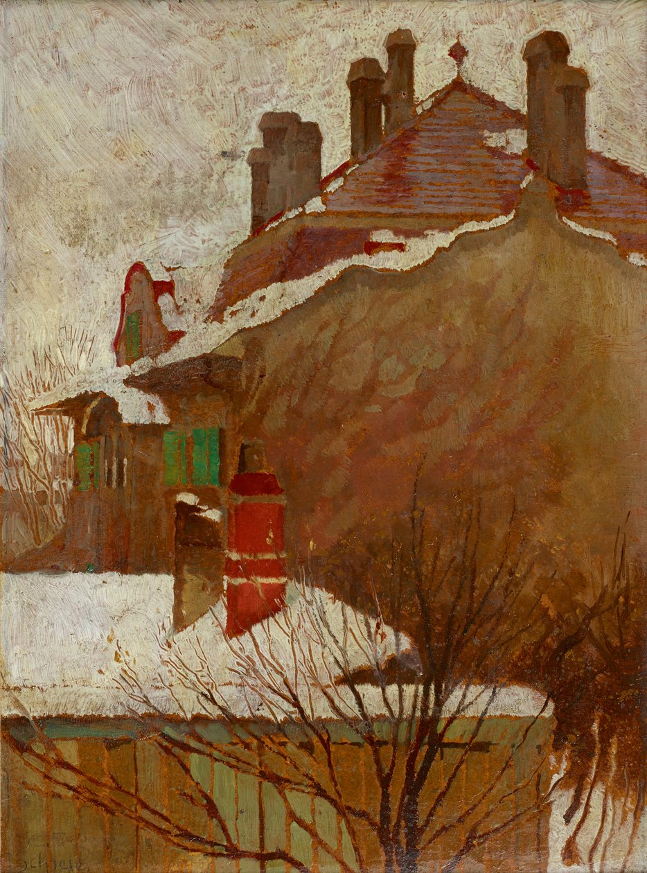 Domy v zimě Pohled z ateliéru, 1907-1908. od Egon Schiele