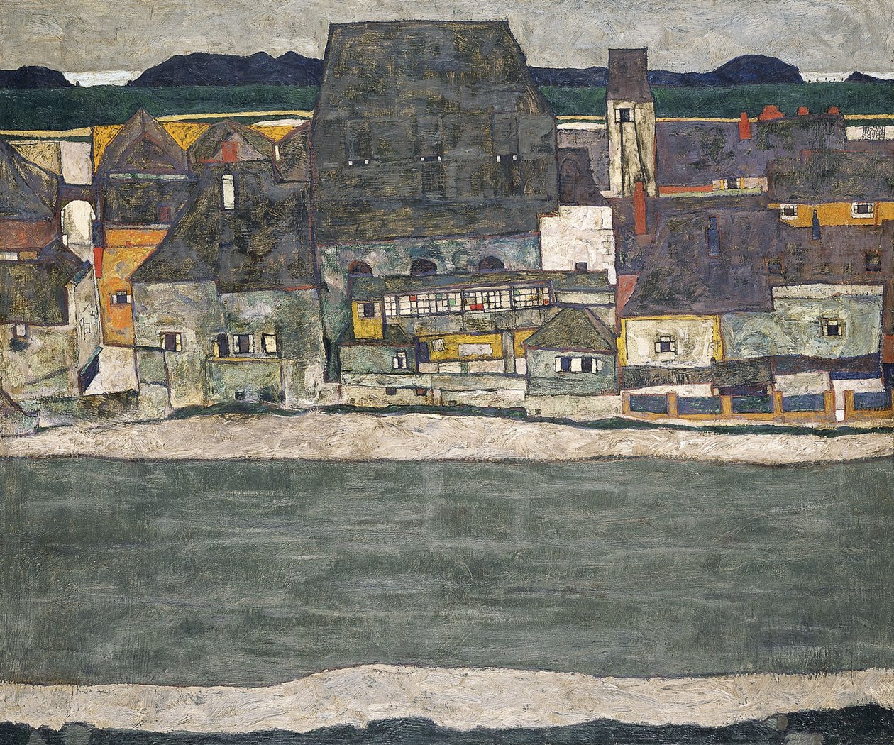 Domy na řece Staré město, 1914 od Egon Schiele