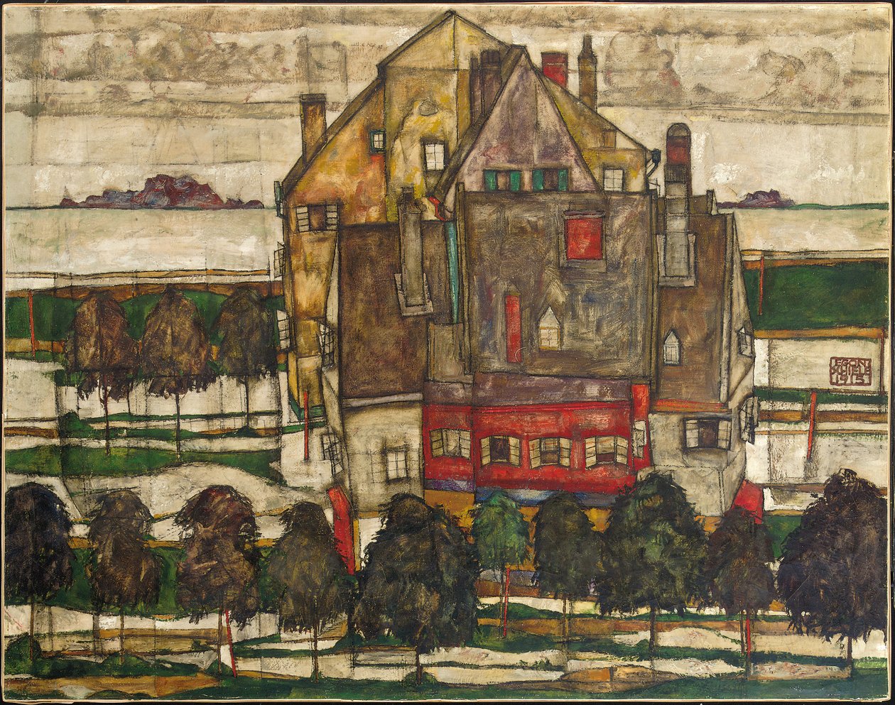 Jednotlivé domy (domy s horami) od Egon Schiele