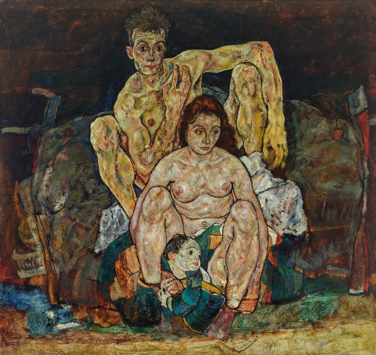 Krčící se lidský pár (Rodina) od Egon Schiele