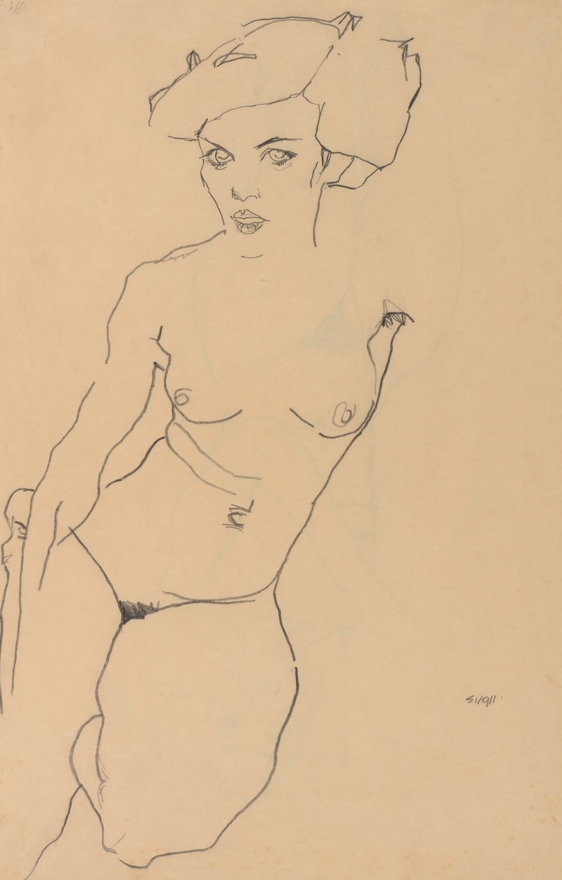 Klečící ženský akt od Egon Schiele