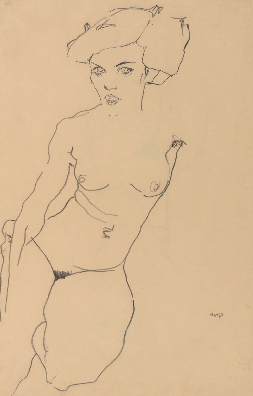Klečící ženský akt od Egon Schiele