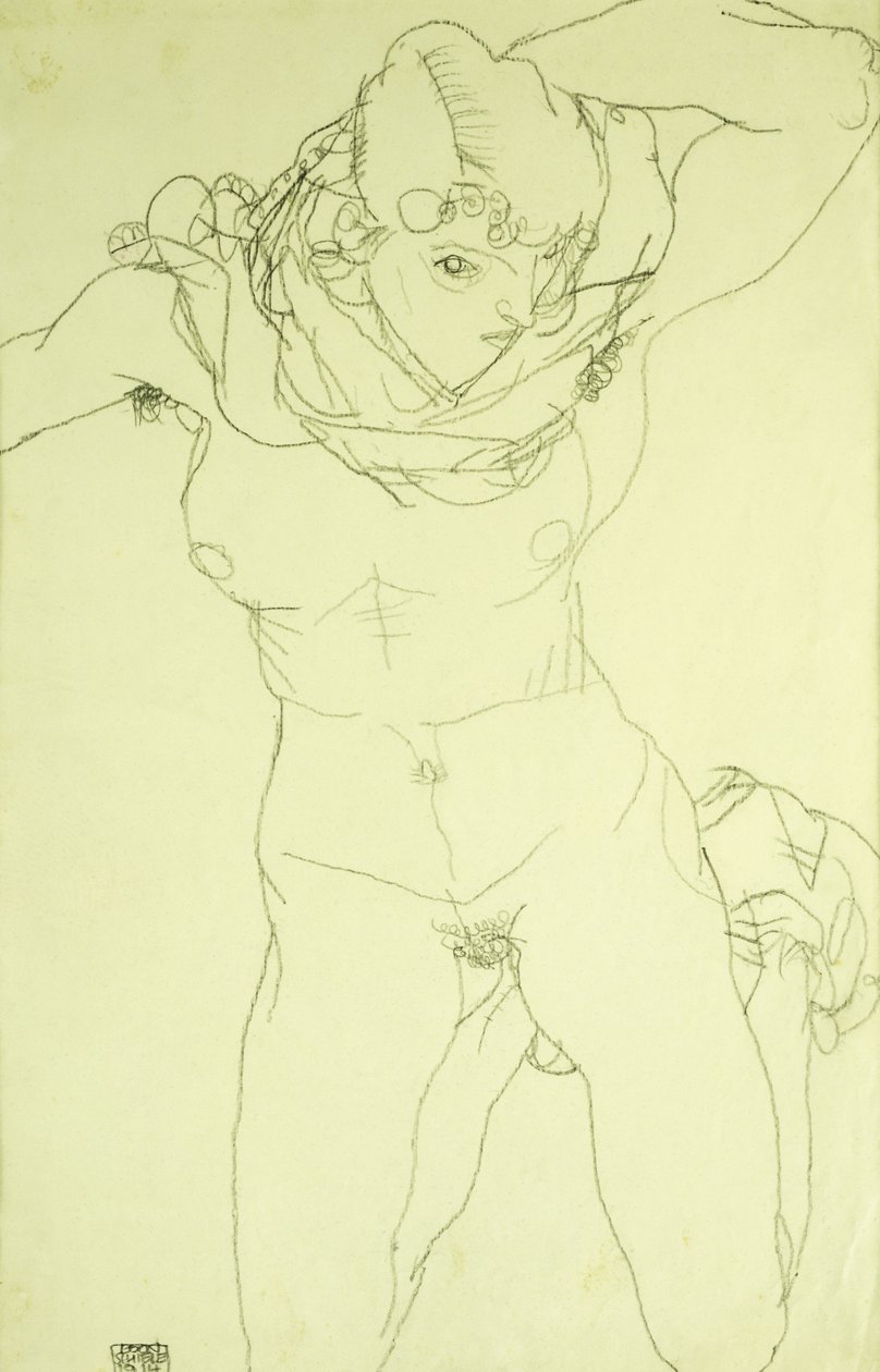 klečící akt zepředu; Klečící akt zepředu, 1914 od Egon Schiele