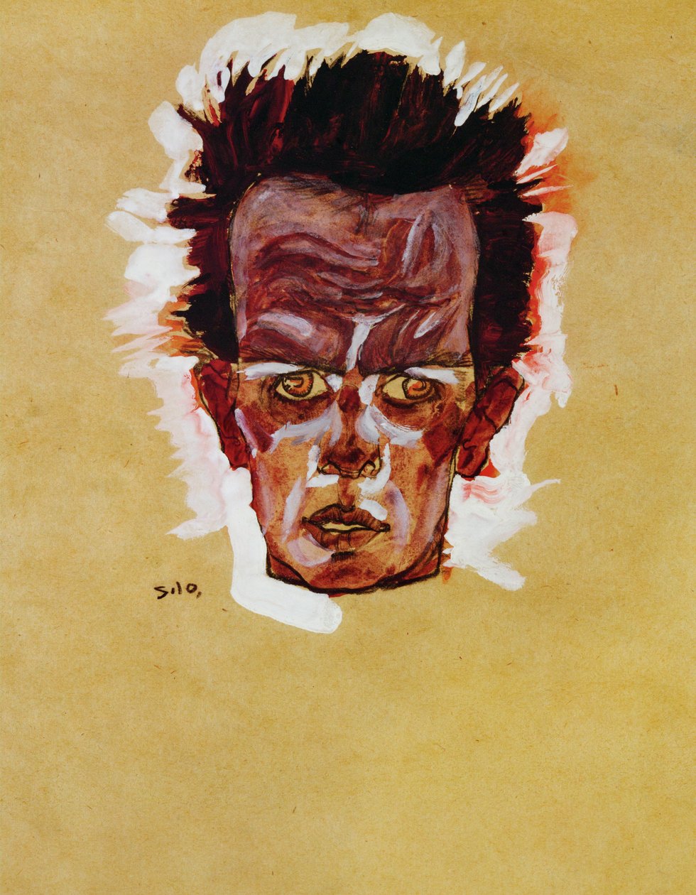 Kopf (kvaš, akvarel a uhel) od Egon Schiele