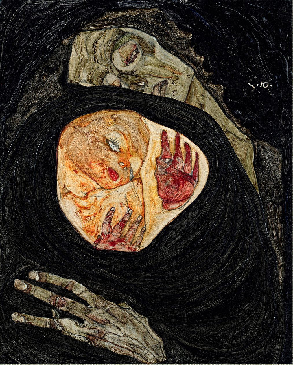 Mrtvá matka. Obraz Egona Schieleho (1890-1918), olej na dřevě od Egon Schiele