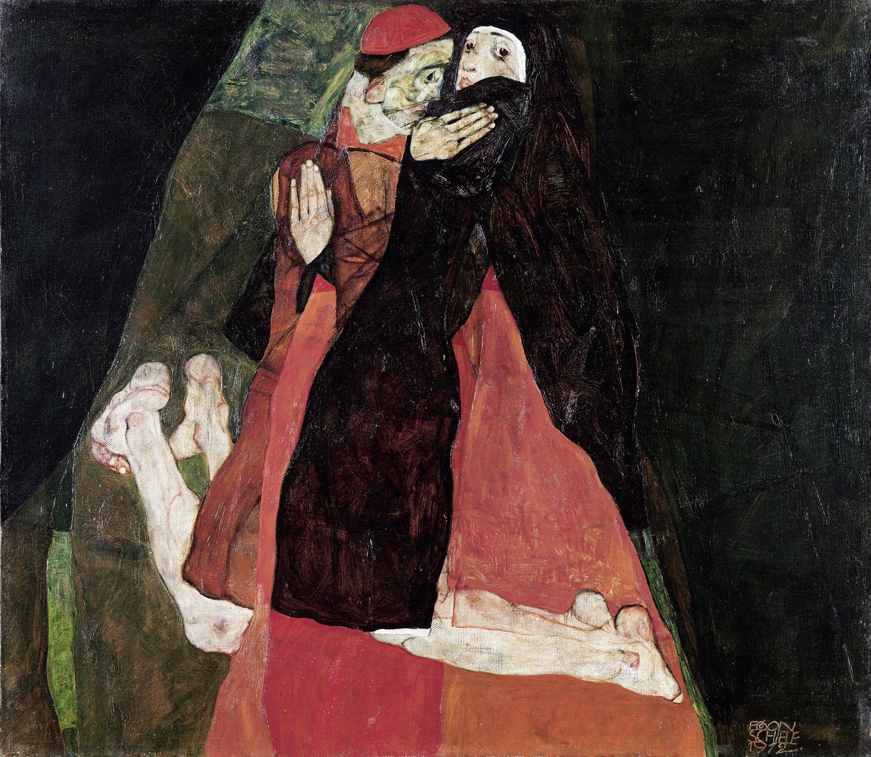 "Kardinál a jeptiška"" Obraz Egona Schieleho (1890-1918) 1912 Leopold Museum, Vídeň od Egon Schiele