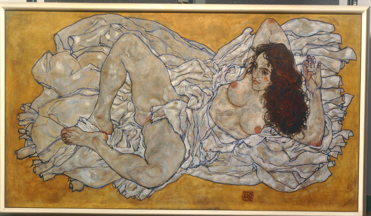 Liegende Frau (olej na plátně) od Egon Schiele