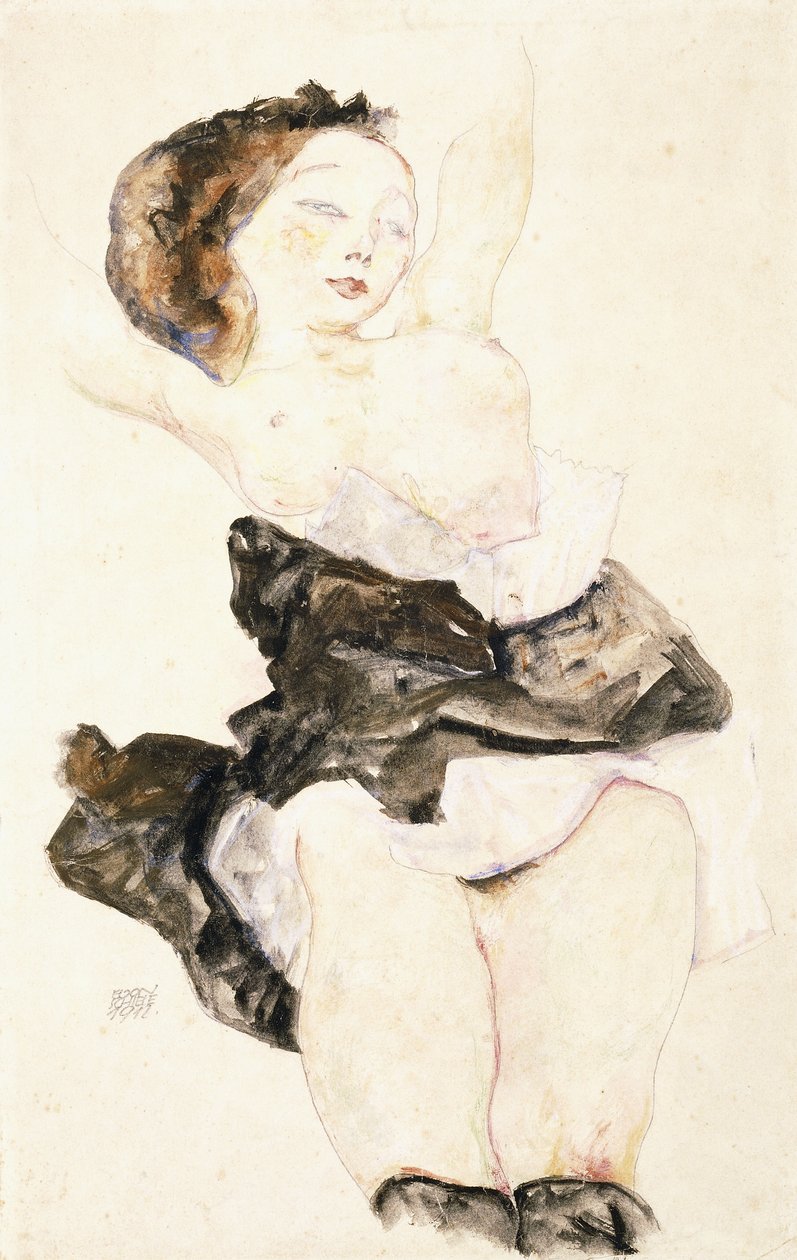 Ležící mladá dívka, napůl nahá, 1912 od Egon Schiele