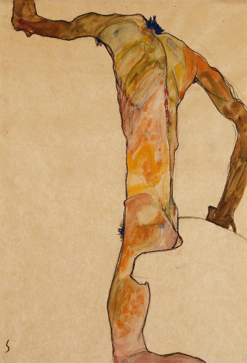mužský akt; Mannlicher Akt, 1910 od Egon Schiele