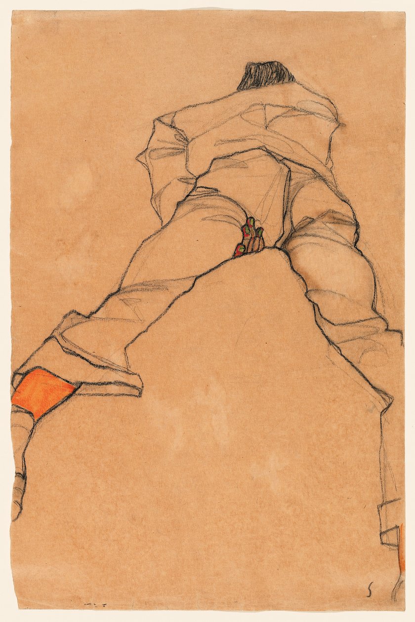 Muž ležící na břiše od Egon Schiele