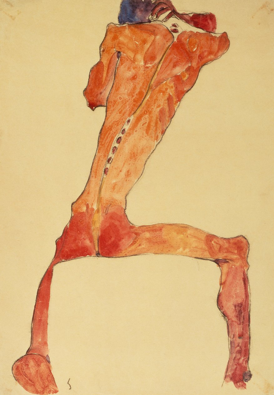 Mannerruckenhaut (tužka a akvarel) od Egon Schiele