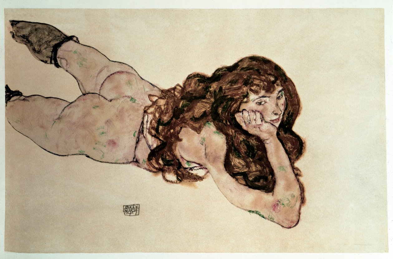 Nahá žena s plochým bříškem. Kresba Egona Schieleho od Egon Schiele