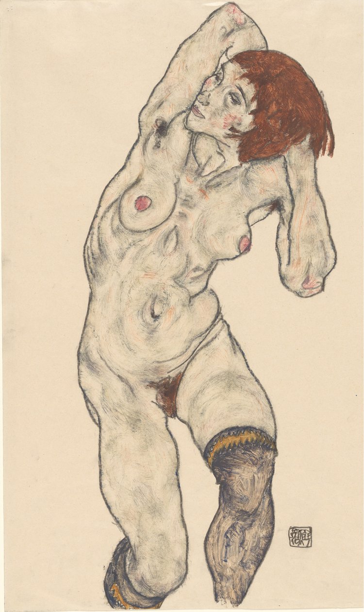 Akt v černých punčochách, 1917. od Egon Schiele