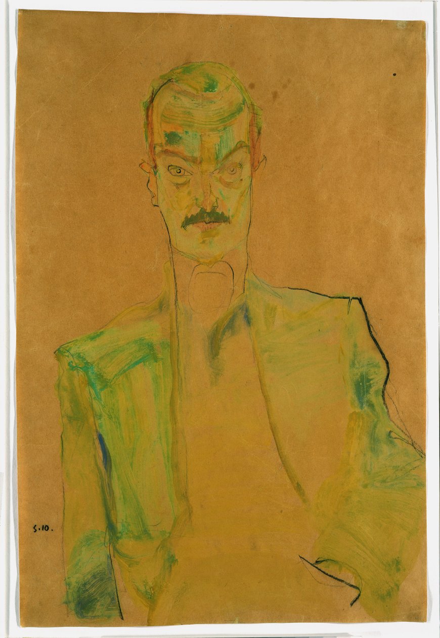 Akt na barevné látce, 1911 (wc a tužka s kvašem na papíře) od Egon Schiele
