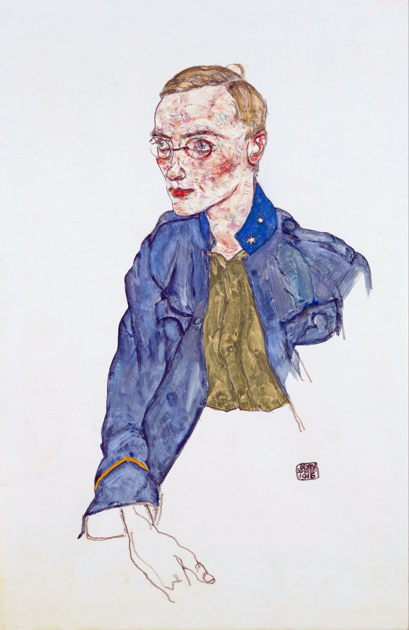 Jednoroční dobrovolník Lance-desátník - Schiele, Egon (1890-1918) - 1916 - Tužka, kvaš na papíře - 48x31,3 - Leopoldovo muzeum, Vídeň od Egon Schiele