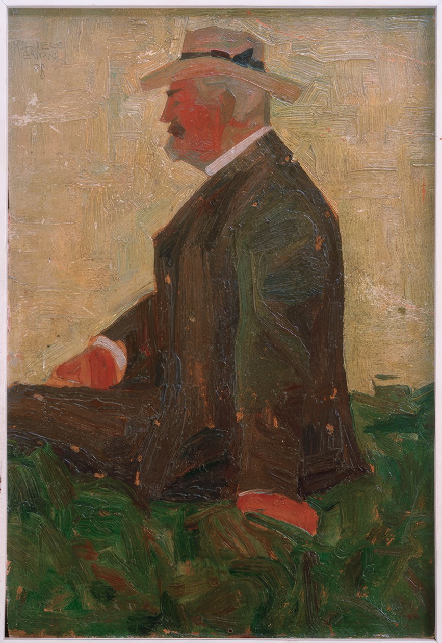 Portrét vousatého muže se slaměným kloboukem (Leopold Czihacz od Egon Schiele