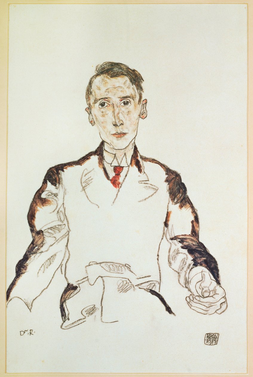 Portrét Dr. Heinricha Riegra (kvaš, akvarel a tužka) od Egon Schiele