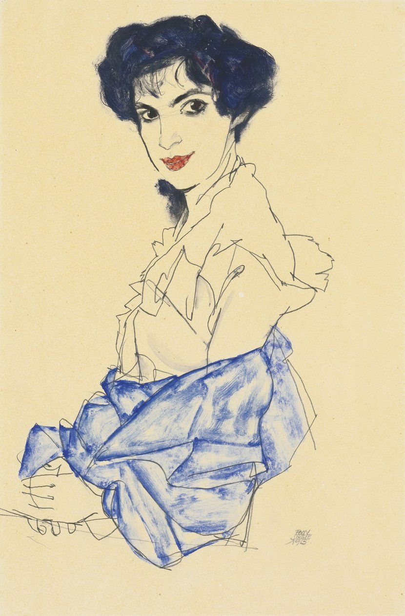 Portrét Elisabeth Lederer, sedící se složenýma rukama, 1913 od Egon Schiele
