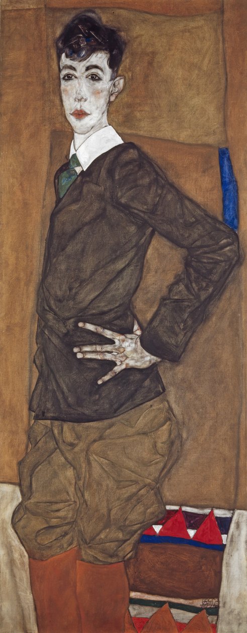 Portrét Ericha Lederera, 1912-13 (olej a kvaš na plátně) od Egon Schiele