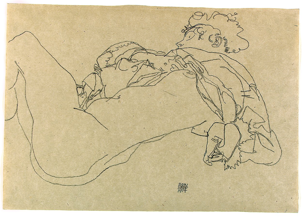 Ležící ženský akt, 1914 od Egon Schiele