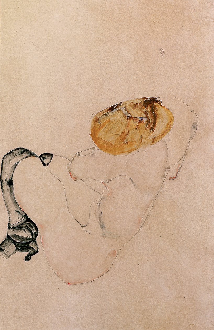 Vyděšená, krčící se mladá dívka, 1912 od Egon Schiele