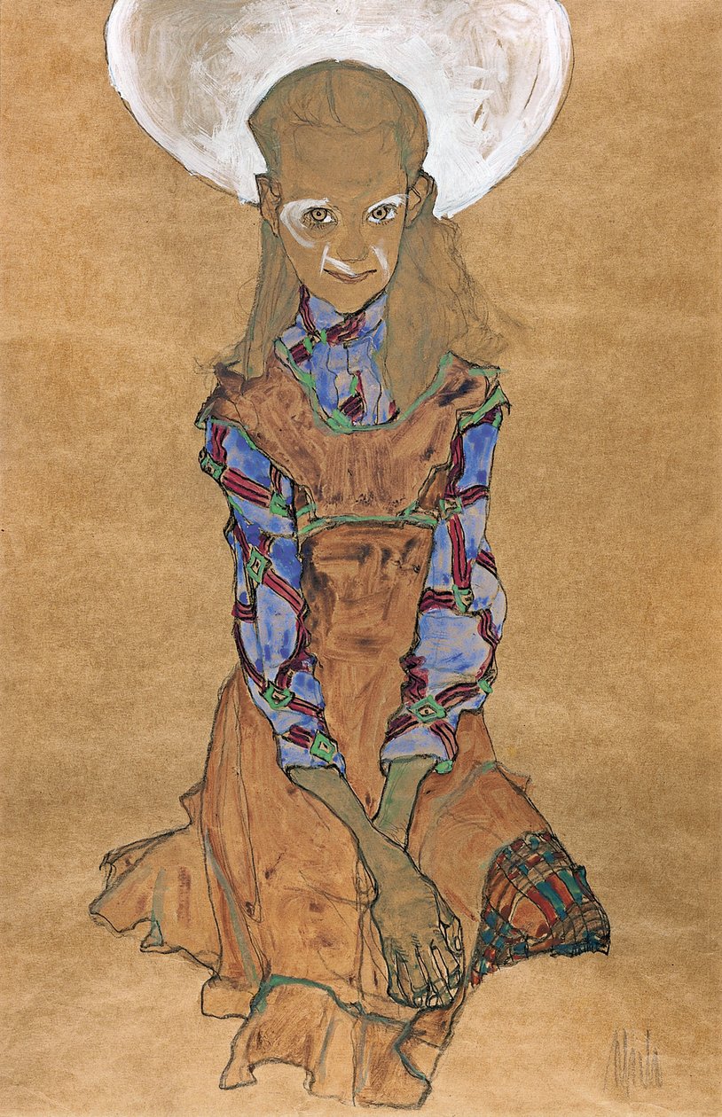Sedící dívka Poldi Lodzinsky, c. 1910 od Egon Schiele