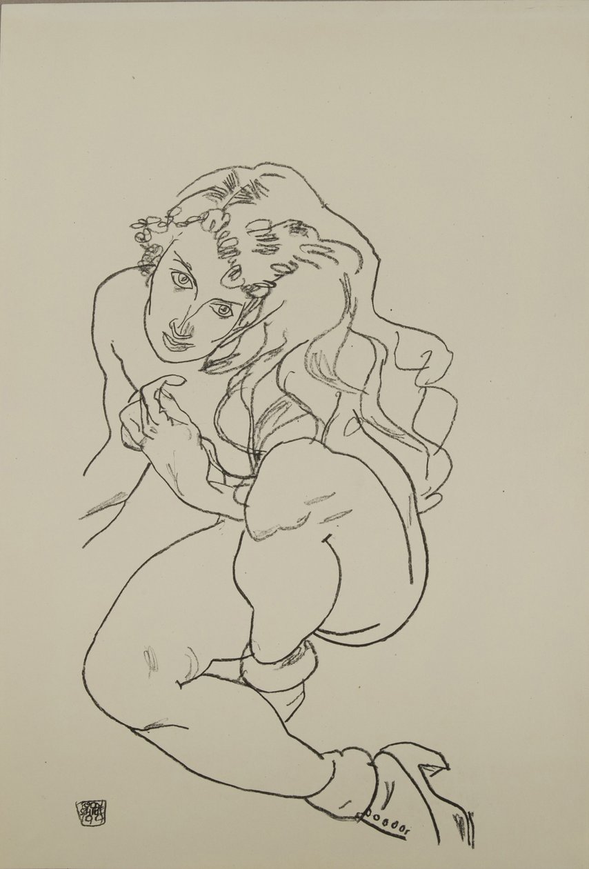 Sedící akt, 1917 od Egon Schiele