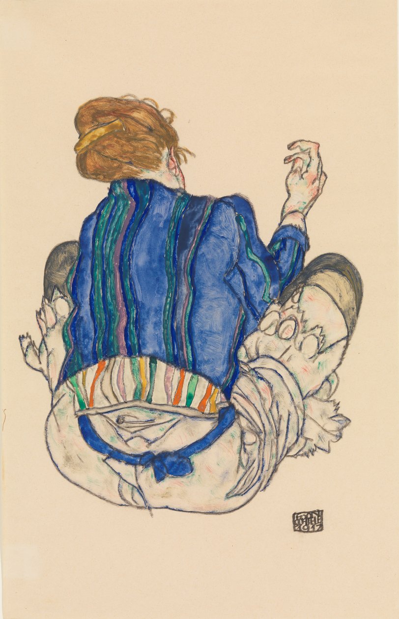 Sedící žena, pohled zezadu, 1917. od Egon Schiele