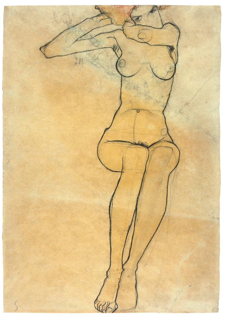 Sedící akt, 1910 od Egon Schiele