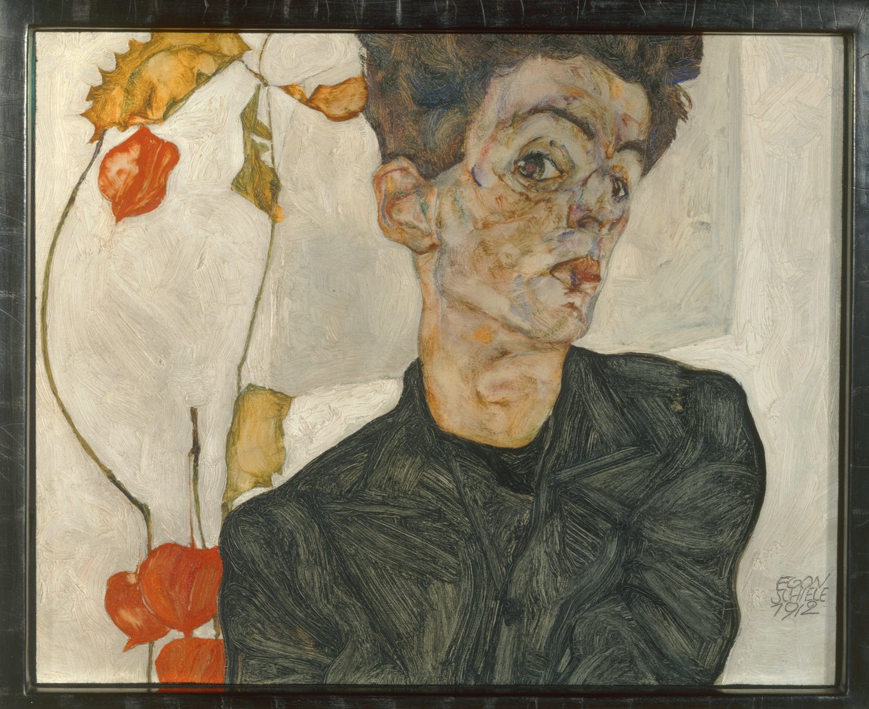 Autoportrét s ovocem v lucerně ... (olej a akvarel na plátně) od Egon Schiele