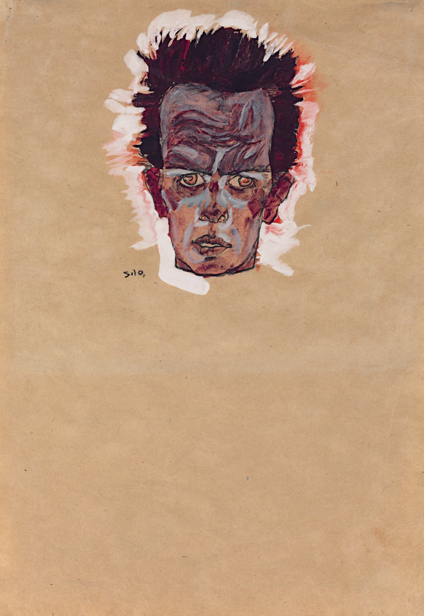 Autoportrét, Hlava; Autoportrét, hlava, 1910 od Egon Schiele