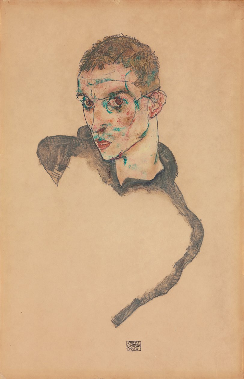 Autoportrét; Sebevzdělávání, 1914 od Egon Schiele