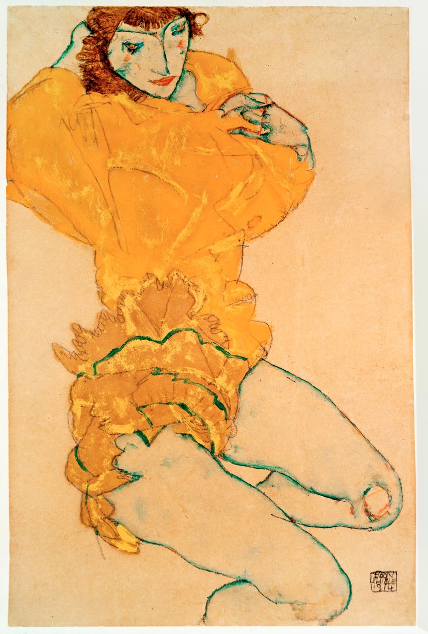 Svlékající se žena [Woman Undressing] od Egon Schiele