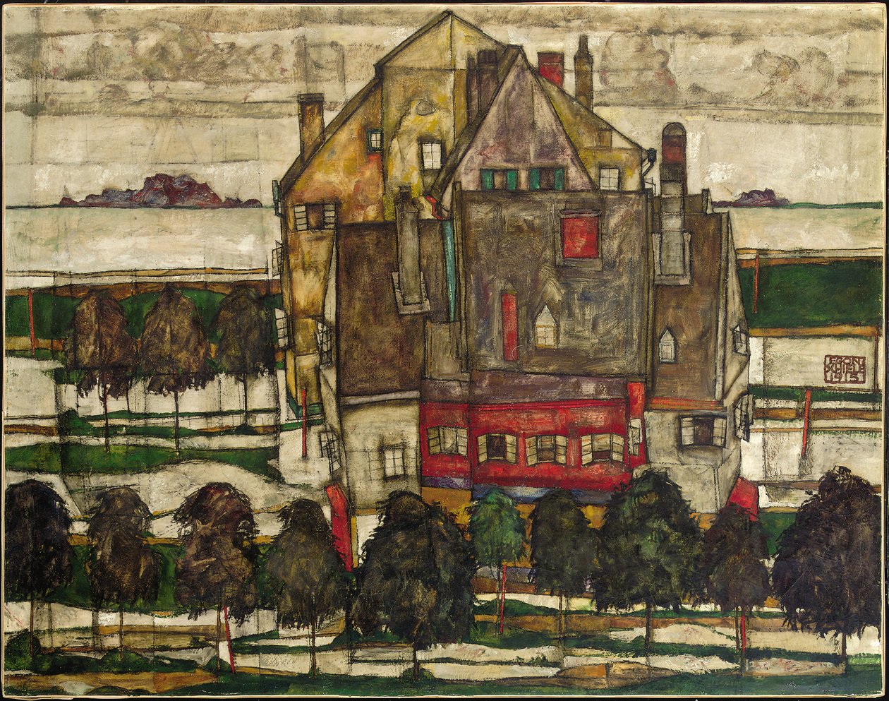 samostatné domy (domy s horami); Jednotlivé domy (domy s horami) od Egon Schiele