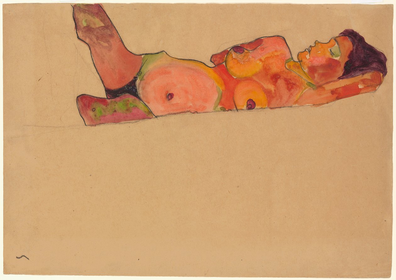 Spící dívka; Ležící spící dívka, 1910 od Egon Schiele