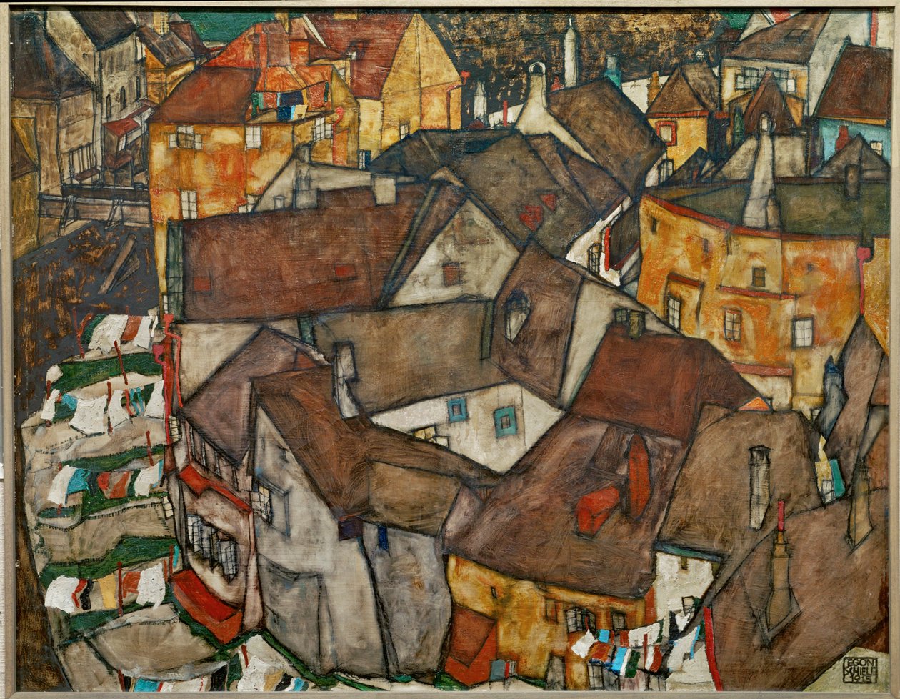 Městečko - Krumau v Československu (olej na plátně) od Egon Schiele