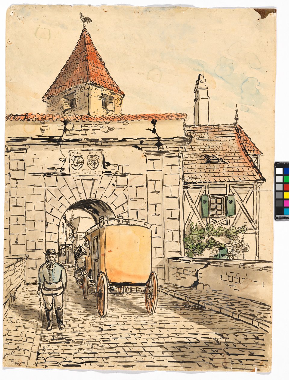Městská brána s kočárem (Studentská práce) od Egon Schiele