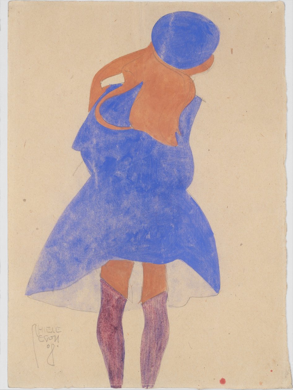 Stojící dívka, pohled zezadu od Egon Schiele