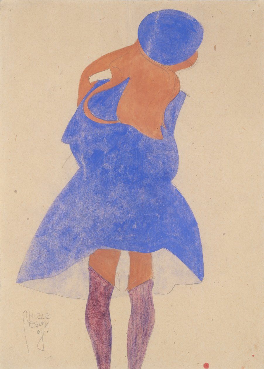 Stojící dívka, pohled zezadu, 1908. od Egon Schiele