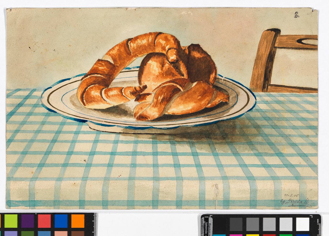 Stillleben mit Gebäck od Egon Schiele