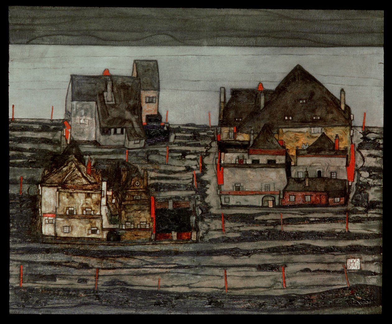 Předměstí I (malba na plátně) od Egon Schiele