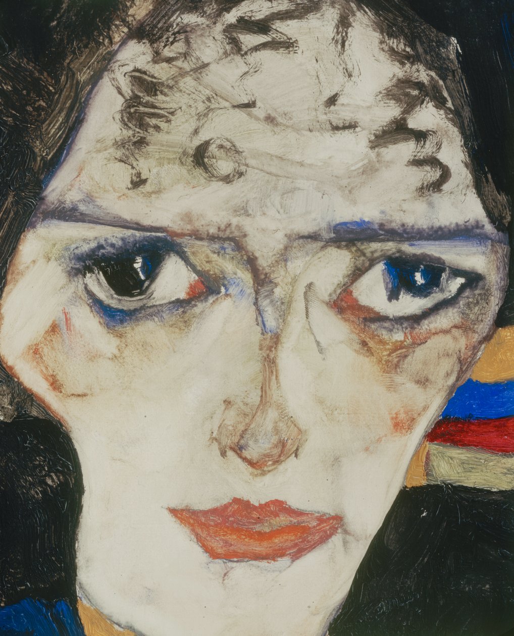Truchlící žena (olej na dřevě) od Egon Schiele